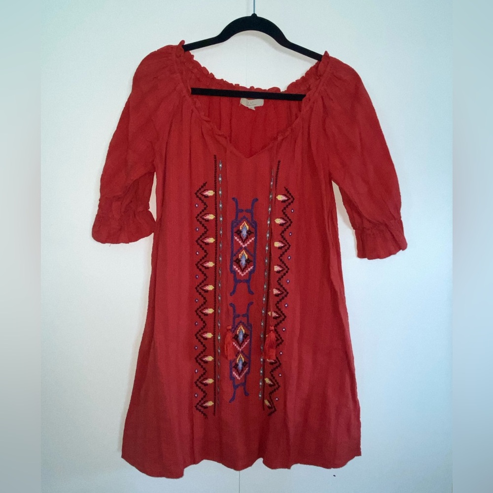 Chelsea & Violet Burnt Orange Aztec Stitched Dress